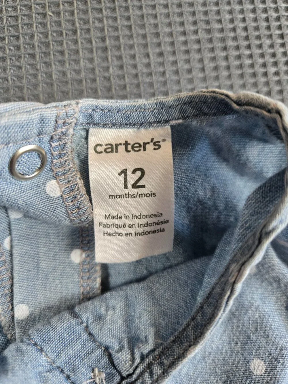 Carter's Chambray Polka Dot Romper Baby Girl 12 Months